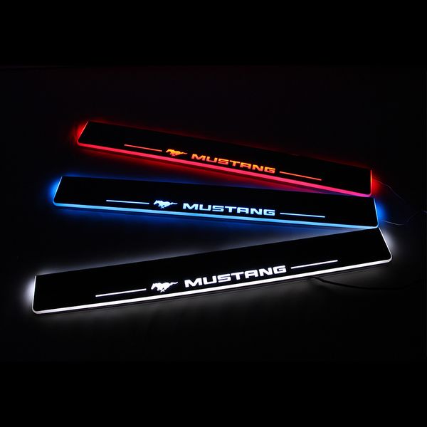 

acrylic moving led welcome pedal car scuff plate pedal door sill pathway light for ford mustang 2015 2016 2017 2018 2019