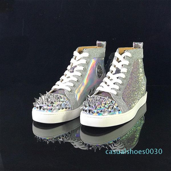 

designer shoes men women chaussures studded spike sneakers triple black white red leather suede flat bottoms casual shoe 35-46 vintage c30