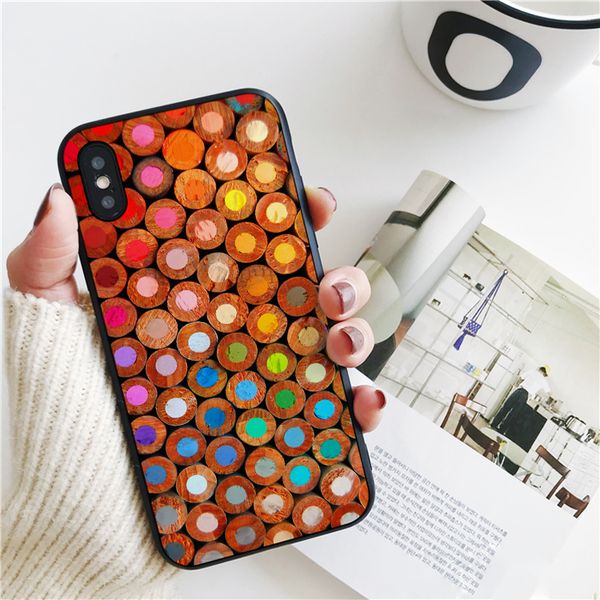 

capa luxury colorful pens cover for iphone 11 pro xs max xr case for iphone 8 7 6s plus 5s se 5 case soft silicone cover.