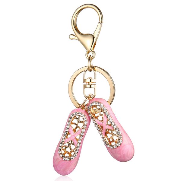 

ballet shoes key chain rhinestones charm hanging purse bag pendant ornament car keyring gift ballerina dance shoes keychain, Silver