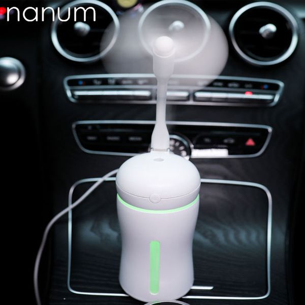

car air freshener heart humidifier 3 in 1 ultrasonic air purifier usb fan portable with led light office home mist maker