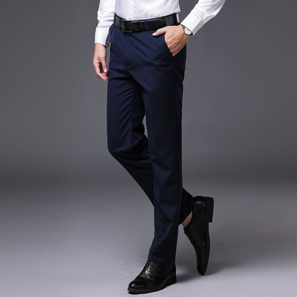 

2019 new brand dress pants spring autumn men's black casual trousers business fashion slim fit suit pants clothing, White;black