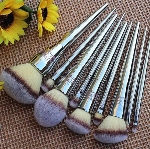 

brand beauty 10pcs=1set metal makeup brush set powder brush eye shadow concealer eyeliner brush with bag