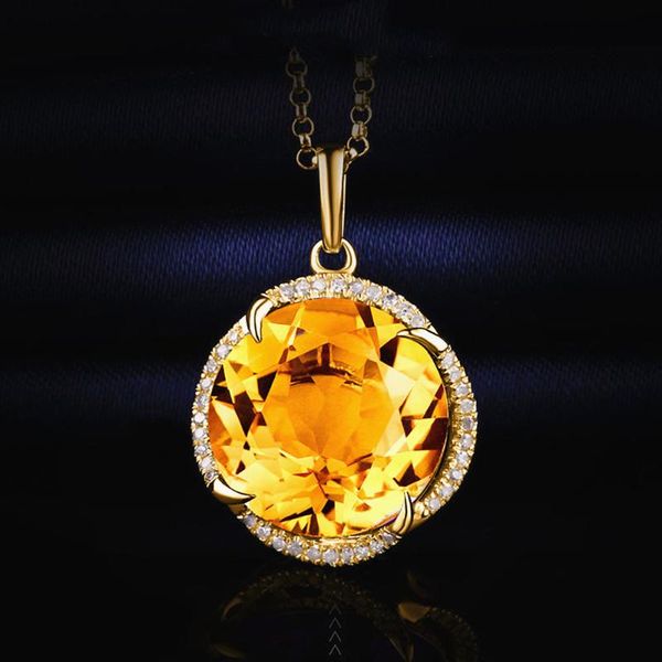 

elegant flower yellow crystal citrine gemstones diamonds pendant necklaces for women 18k gold color choker jewelry bijoux gifts, Silver