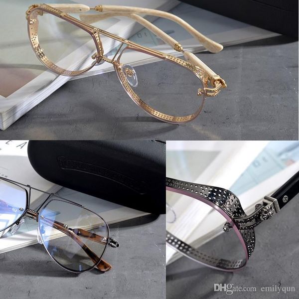 

chrome оптического frame очки мужчины женщина очки рамка мода личность оправы близорукость очки с оригинальной коробкой, Silver