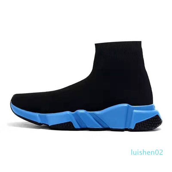 

all new speed trainers knit sock shore original luxury designer mens womens sneakers high casual shoes runner l02, Black