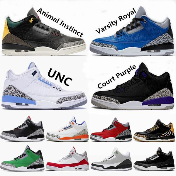

2020 new 3 animal instinct 2.0 jumpman basketball shoes 3s unc varsity royal court purple black cement mens trainers sports sneakers, White;red