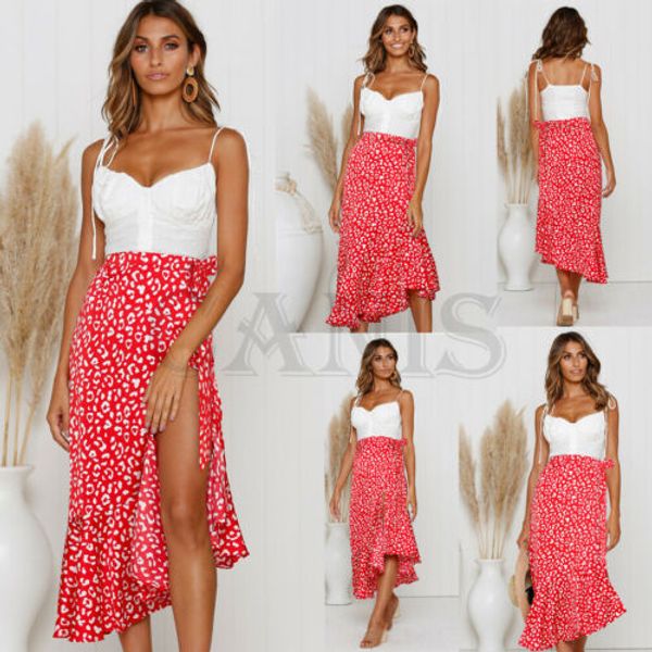 

new ladies boho floral jersey chiffon a-line one-piece wrap gypsy ankle long maxi split full summer beach women sun skirt, Black