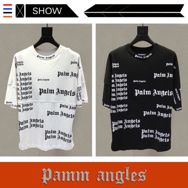 

The European and American Popular Logo PALM ANGELS T Shirt Short Sleeve Mens Designer T Shirts The Bat Sleeve Loose Version T Shirt