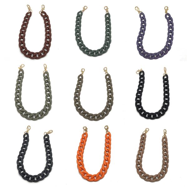 

1 pc 60 diy fashion colorful detachable acrylic chain handle fish bone plastic strap shoulder bags accessories for women, Black
