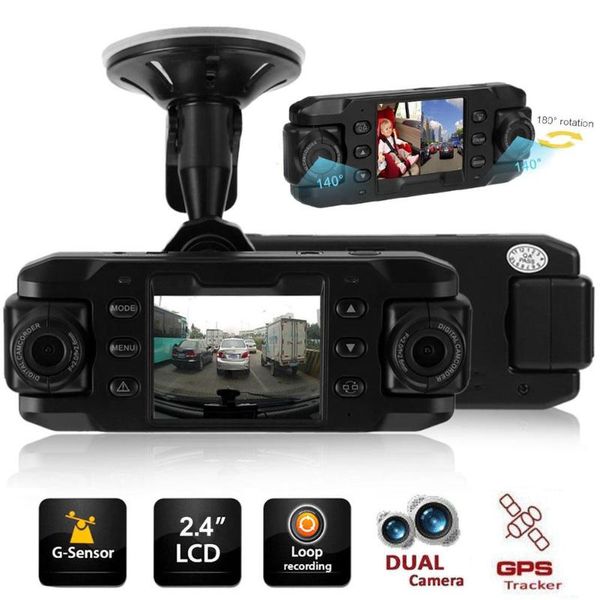 

x8000 gps dual lens car dvr night vision dual camera dash cam recorder 140 degree