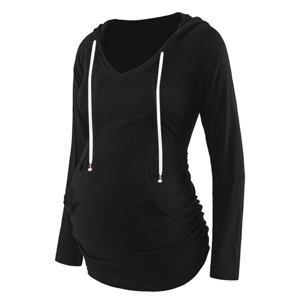 

fashion hoodies women pregnant nursing maternity v-neck long sleeve hooded pullover blouse lactancia ropa sudadera 2019, White