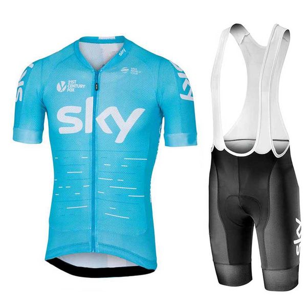 

Новый SKY Pro Team синий Велоспорт Джерси 2019 Лето с коротким рукавом Комплект Тур де Фр