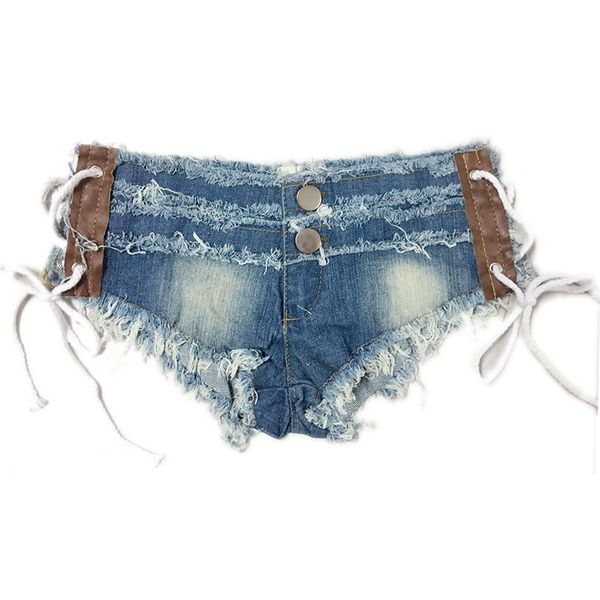 

short jeans new women's fashion denim casual low-rise straps nightclub clothing fast ship, Blue