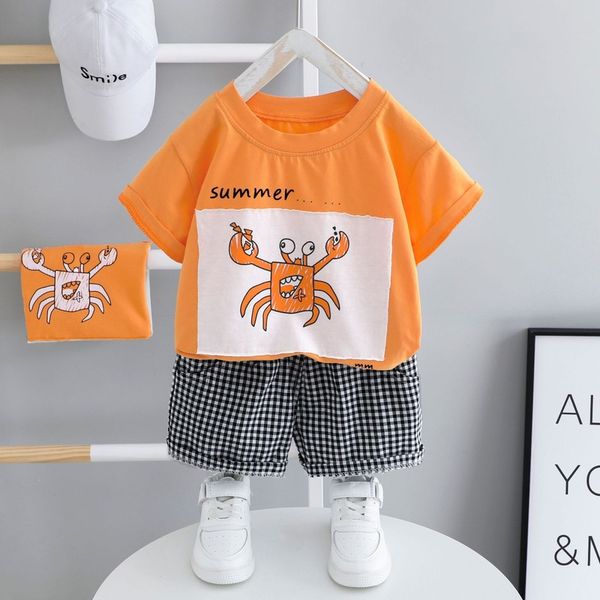 

toddler clothes baby boys summer sets 2020 summer holiday clothing crab printed little boy dress 1-4 years boy clothing, White