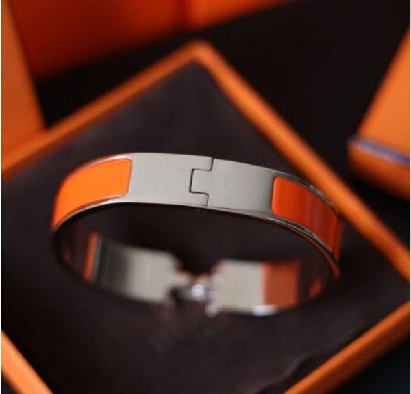 

316l titanium teel 12mm h letter bracelet gold hardware bangle women and men famou brand pul era fa hion jewelry with box, Black
