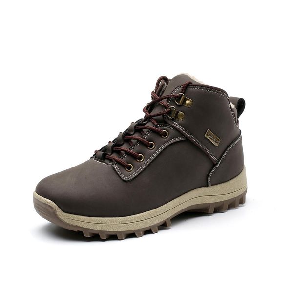 

2019 men's pu leather sports shoes plus velvet warm martin boots men's hiking shoes ladies outdoor