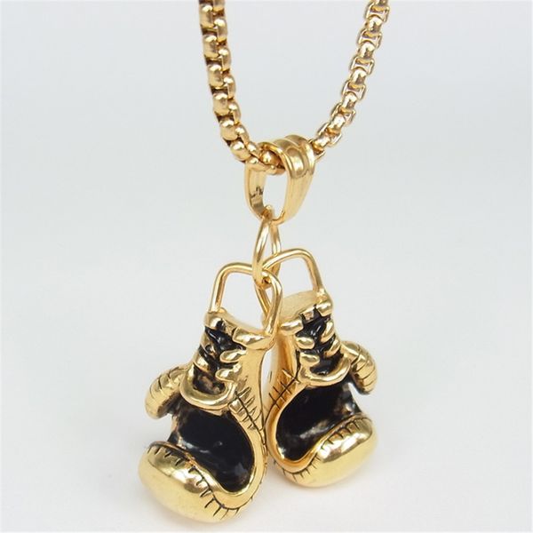 

hippie design stainless steel pair boxing gloves pendant necklace for men male jewelry accessories collar masculino xl1663, Silver