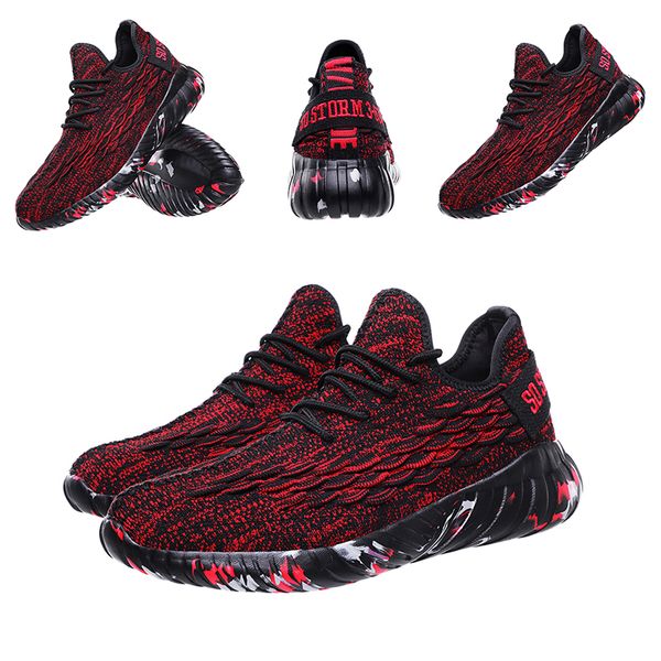 

homemade brand made in china women mens 3944 running shoes dark red black elastic fabric soft bottom mens trainers sports sneakers, White;red