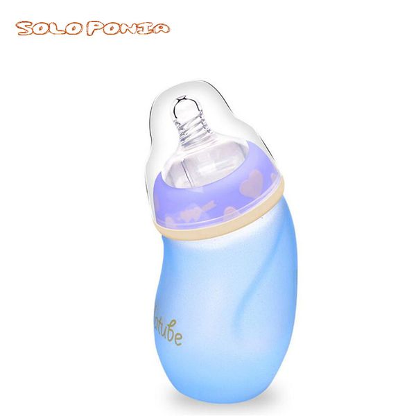 

color change glass bpa-baby feeding bottle standard mouth anti-colic design milk juice bottles for infant with nipple