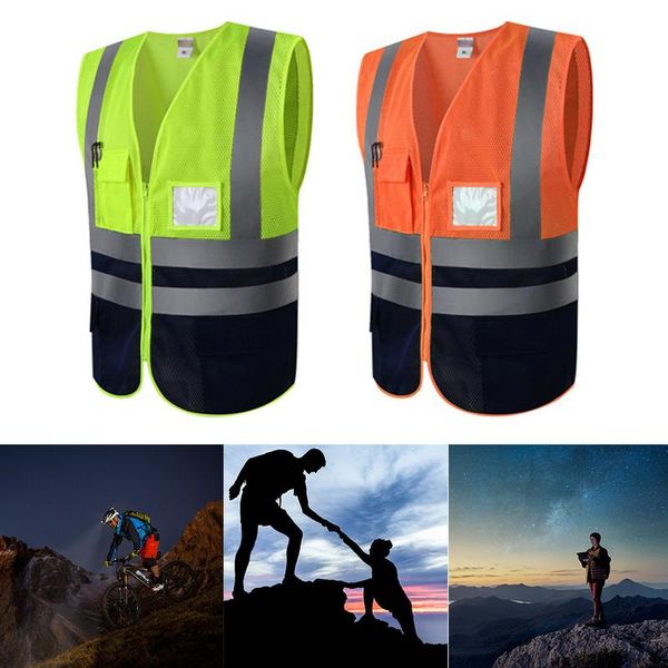 

outdoor night riding running hi-vis safety vest reflective jacket security waistcoat for outdoor operations l/ xl, Black
