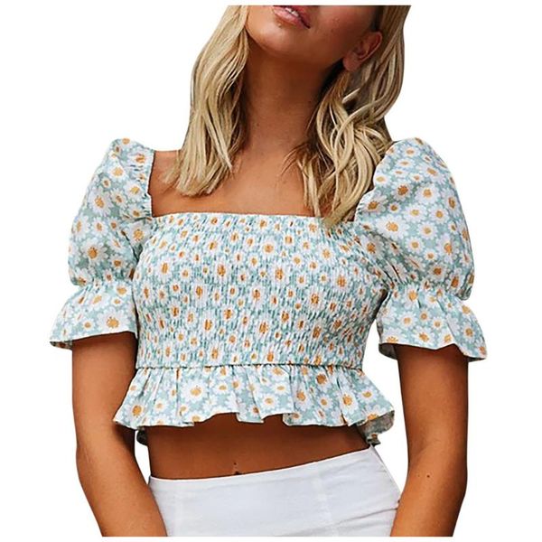 

summer t shirt women 2020 boho floral tshirt women t-shirt korean style womens clothing crop tee shirt femme, White