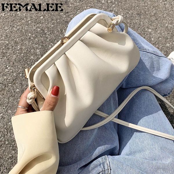 

small wrinkled clip pu leather mini lipstick bag crossbody one-handed shoulder bag chic soft clutch handbag coin purse