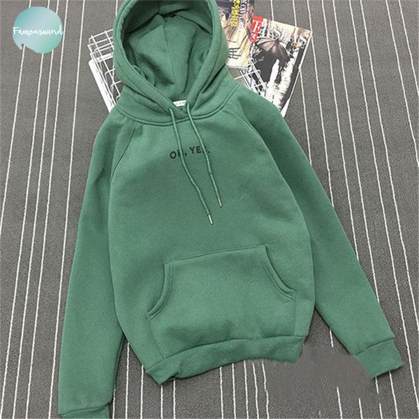 

2019 solid fsdhion autumn winter fleece oh yes letter harajuku casual pullover thick loose women hoodies sweatshirts female print coat, Black