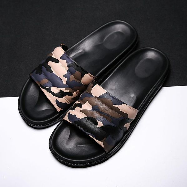 

new designer rubber slide sandal floral brocade men slipper gear bottoms flip flops light striped beach slippers camouflage flip-flops, Black