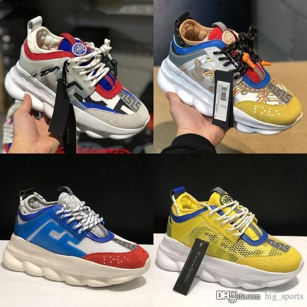 

2019 designer shoes chain reaction multi color rubber dad black luxury casual shoes chainz black leather flat men women fashion sneakers