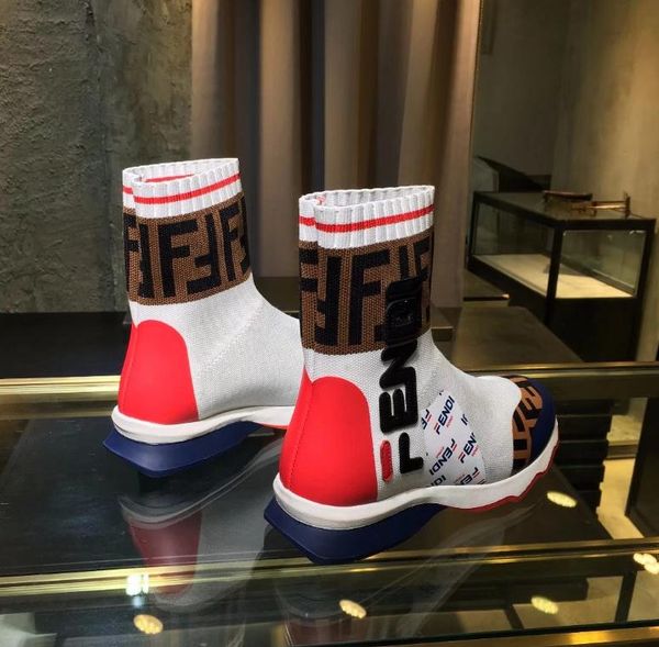 

2019 Дизайнеры Женские Носки Обувь FF Мужские Кроссовки Лоферы Женская Мода Высокий