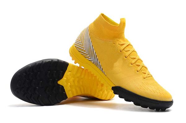 

2019 mercurial superfly vi elite cr7 ic tf indoor soccer cleats neymar designer high help trainers yellow football boots sports shoes