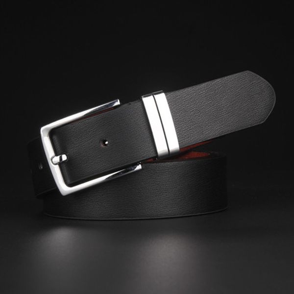 

men's men's buckle simple high-end pin pin leisure belt youth belt, Black;brown