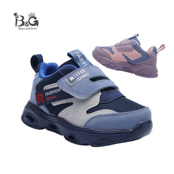 

b&g kids led light breathable kids running shoes antislip boys outdoor sneakers girls daddy shoes, Black