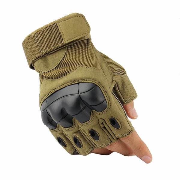 

half finger rubber knuckle tactical gloves hunting gloves men outdoor hiking camping sport, Black