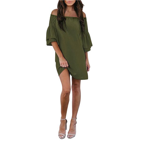 

зеленое платье с открытыми плечами и оборками на рукавах, Black;gray