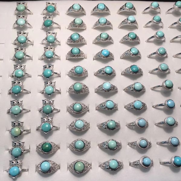 

manufacturers wholesale natural raw ore non-optimization turquoise ring clean no impurity porcelain degree good adjustable desig, Silver