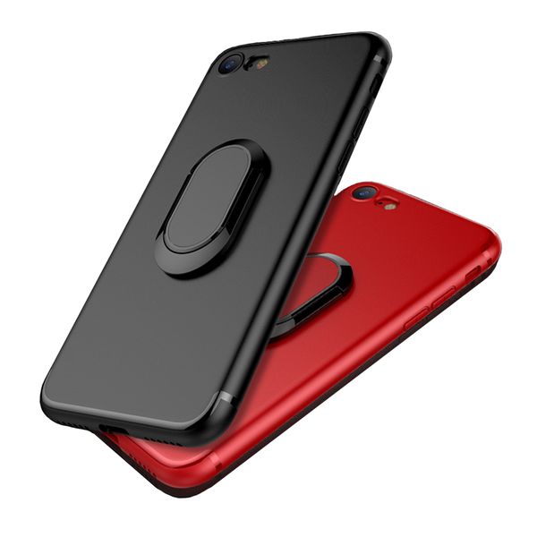 

tpu case for iphone 8&8plus car holder stand magnetic suction bracket finger ring cover soft phone case for iphone 8&8plus case