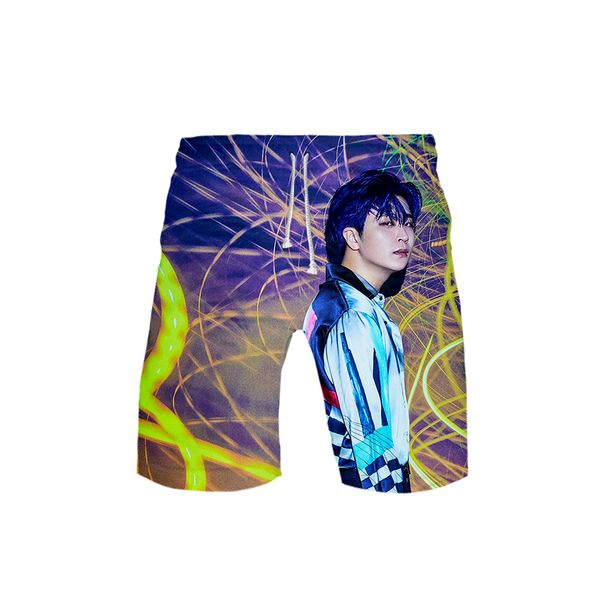 

women's 3d got7 kpop templar 3dboard shorts trunks 2019 summer new quick dry kpop shorts hip hop short pants beach wear, White;black