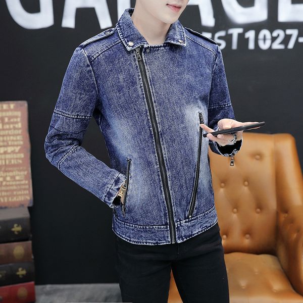

mens denim jackets fashion tide men retro denim jacket autumn new slim men clothing cotton blend size m-4xl wholesale, Black;brown