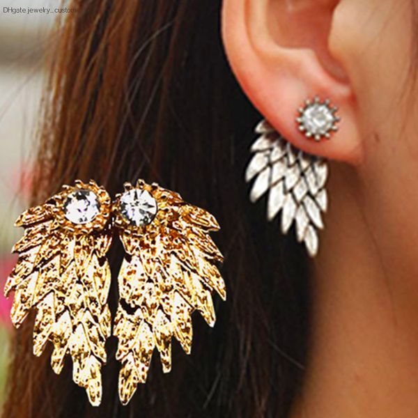 

Angel Wings Brooch For Women Earrings Inlaid Crystal Ear Jewelry Earring Party Gothic Feather Earrings Fashion Bijoux E065