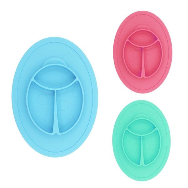 

cartoon beetle anti slip silicone plate bowl babies toddlers kids feeding tray non-odor easy cleaning household accessory