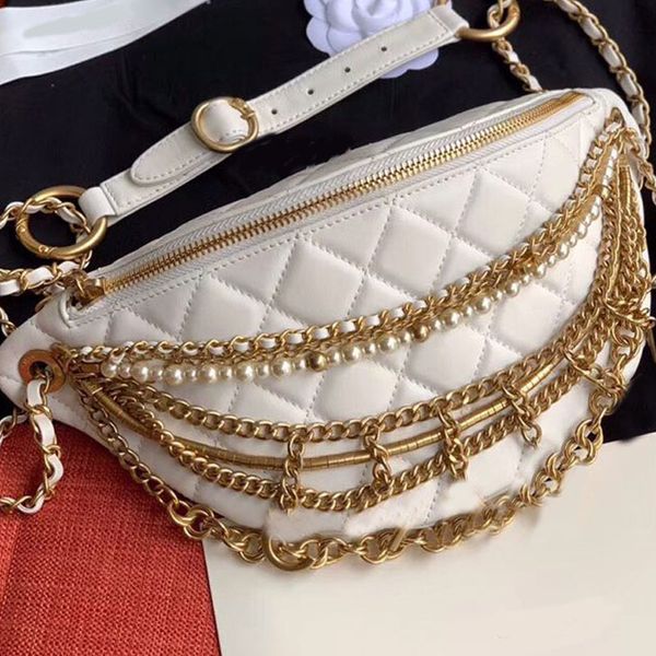 

waist pack chest pack handbags purses wallet beads egypt series metal parts beads pearl chain shoulder bags genuine leather