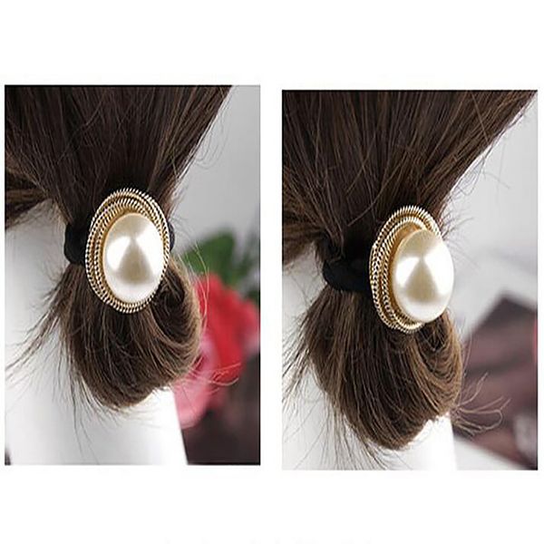 

women camellia hair accessories chic flower fabric hair ring/rope fashion pearl elastic bands rubber band ties, Slivery;white