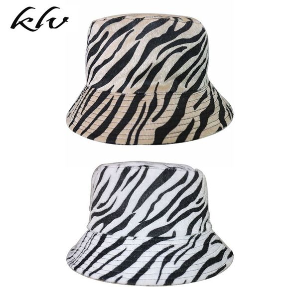 

women men autumn faux felt harajuku bucket hat vintage zebra stripes printing double sided reversible sunscreen fisherman panama, Blue;gray
