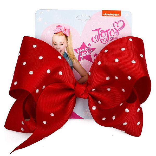 

8" jojo siwa bows girls pearl hair clip large bowknot handmade hairgrips hairpin fashion hair accessories for children snqsy, Black