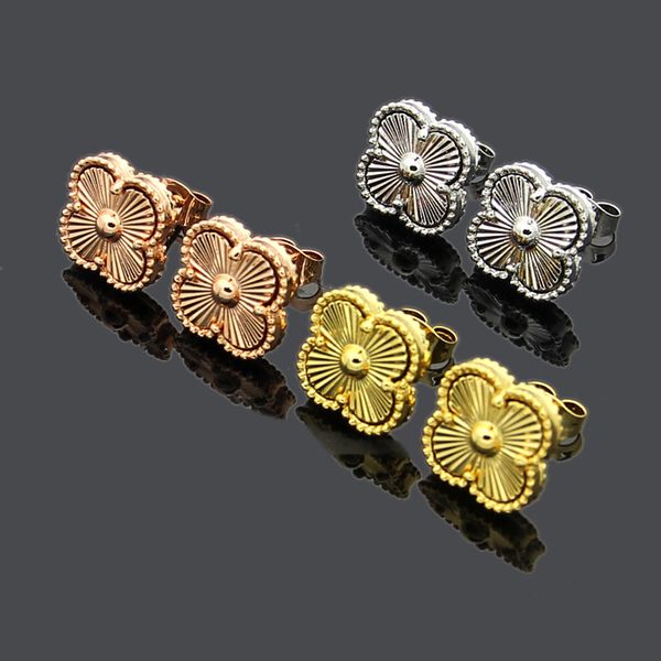 

2019 new fashion brand women charm earrings four-leaf textured earrings for women style single flower love earrings jewelry wholesale