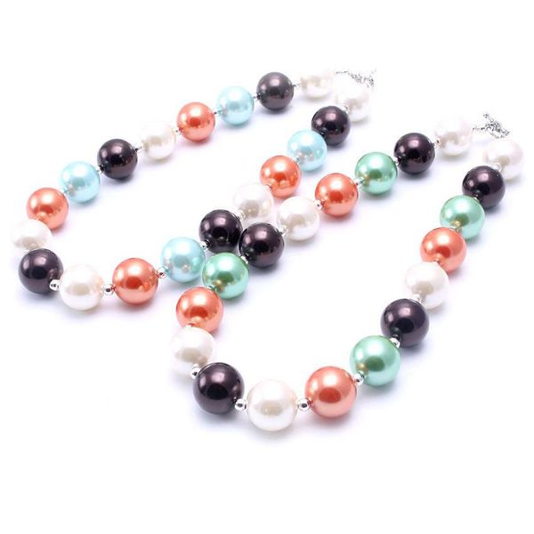 

sweet design 2pcs necklace birthday party gift for toddlers girls beaded bubblegum baby kids chunky necklace jewelry, Red;brown
