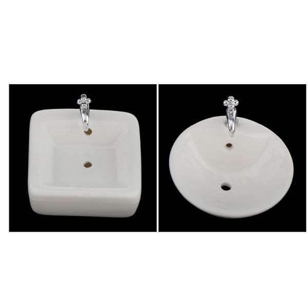 

2pcs 1:12 dollhouse miniature white ceramic wash basin bathroom sink model