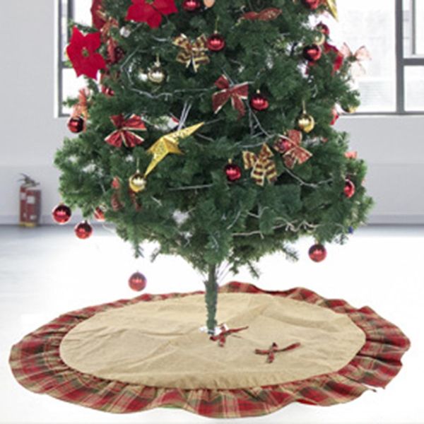 

durable christmas grid tree skirt carpet apron cushion safe christmas tree skirt apron linen floor mat new year party decor